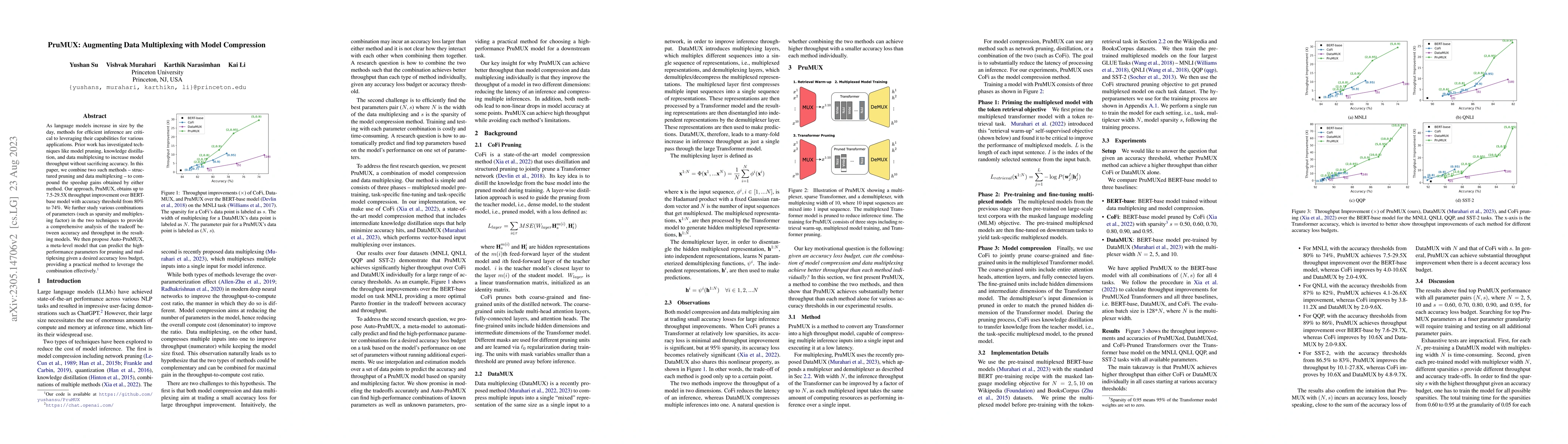 Thumbnail for PruMUX: Augmenting Data Multiplexing with Model Compression