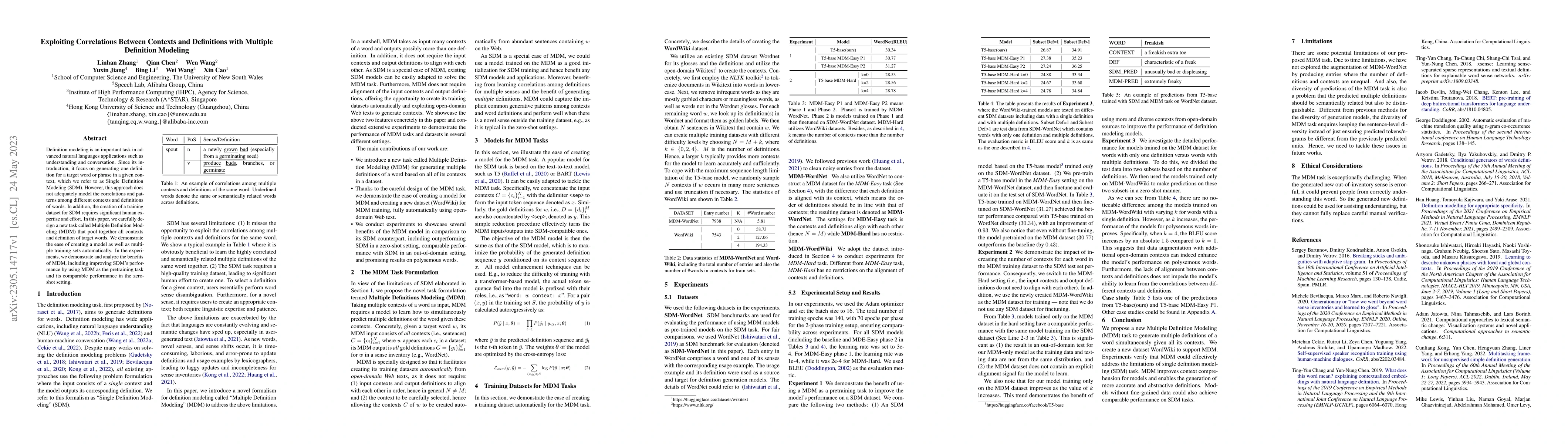Thumbnail for Exploiting Correlations Between Contexts and Definitions with Multiple
  Definition Modeling