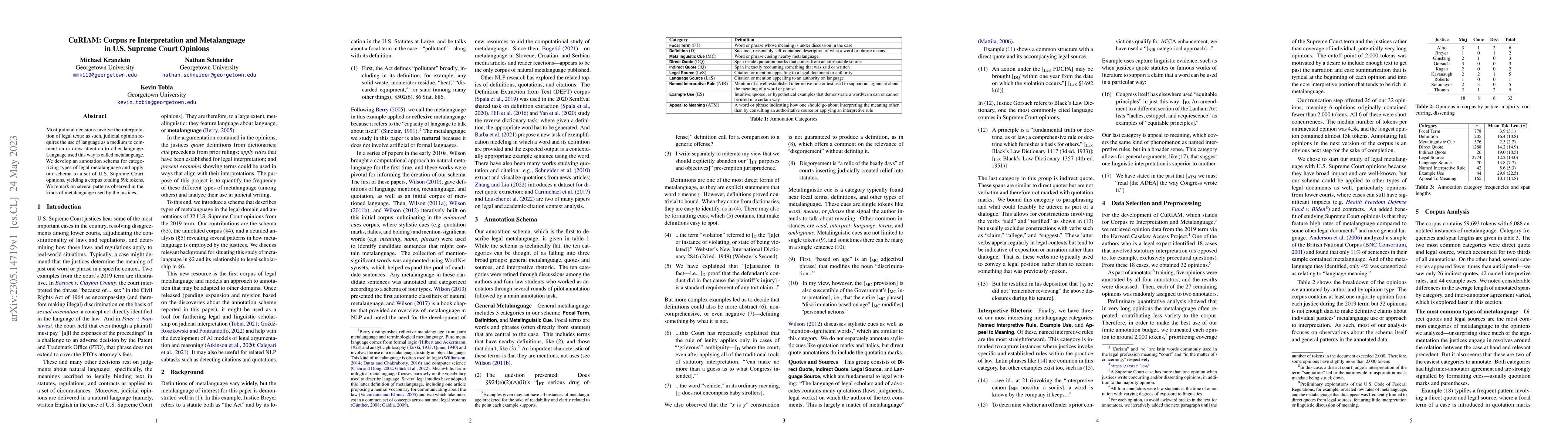 Thumbnail for CuRIAM: Corpus re Interpretation and Metalanguage in U.S. Supreme Court
  Opinions