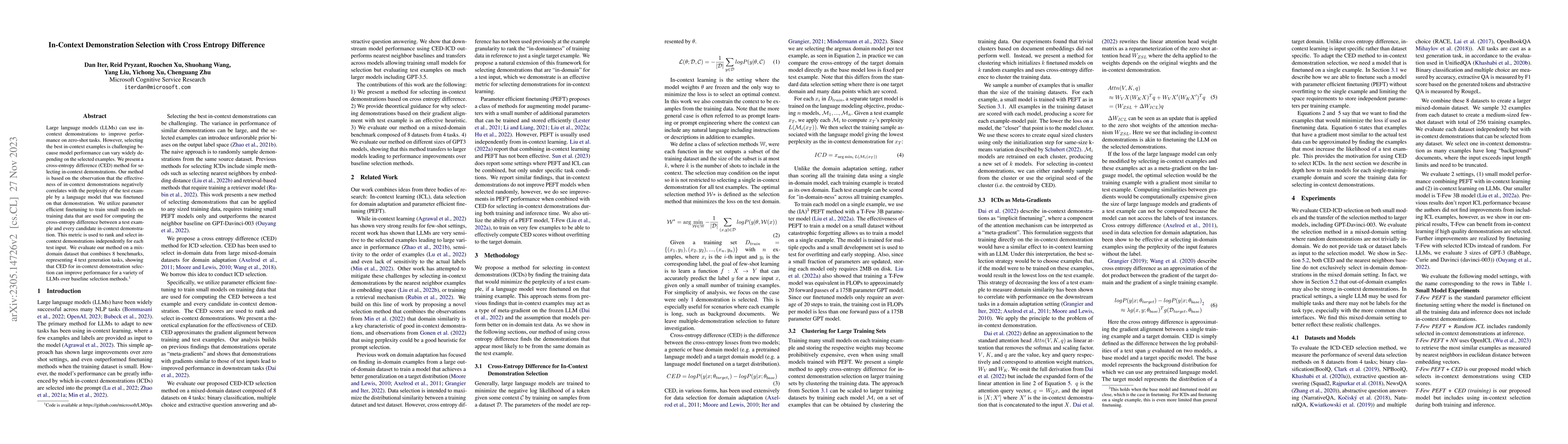 Thumbnail for In-Context Demonstration Selection with Cross Entropy Difference