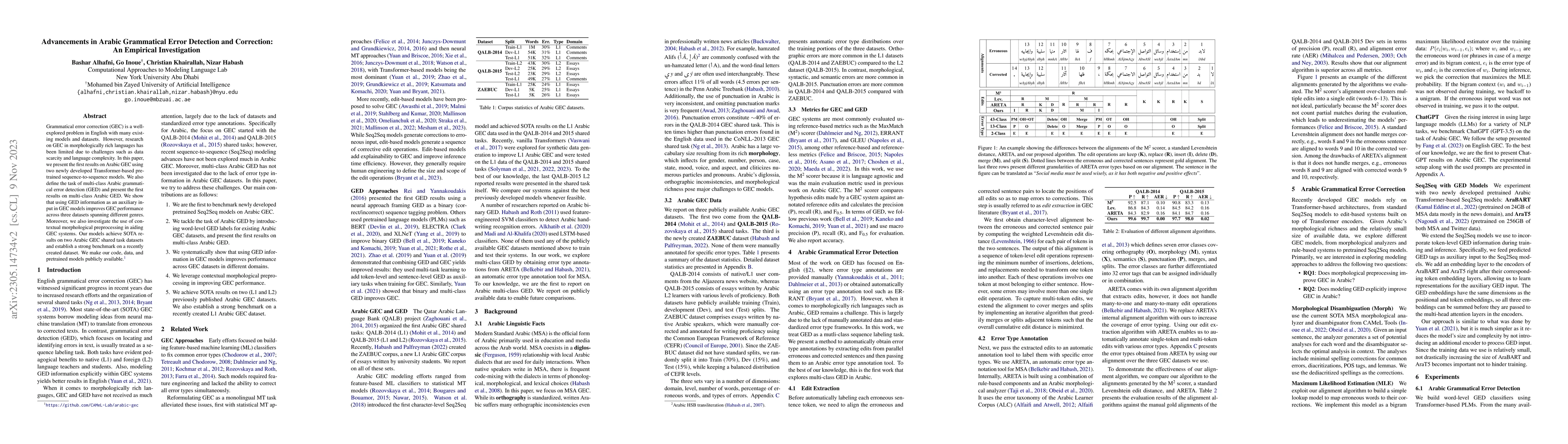 Thumbnail for Advancements in Arabic Grammatical Error Detection and Correction: An
  Empirical Investigation