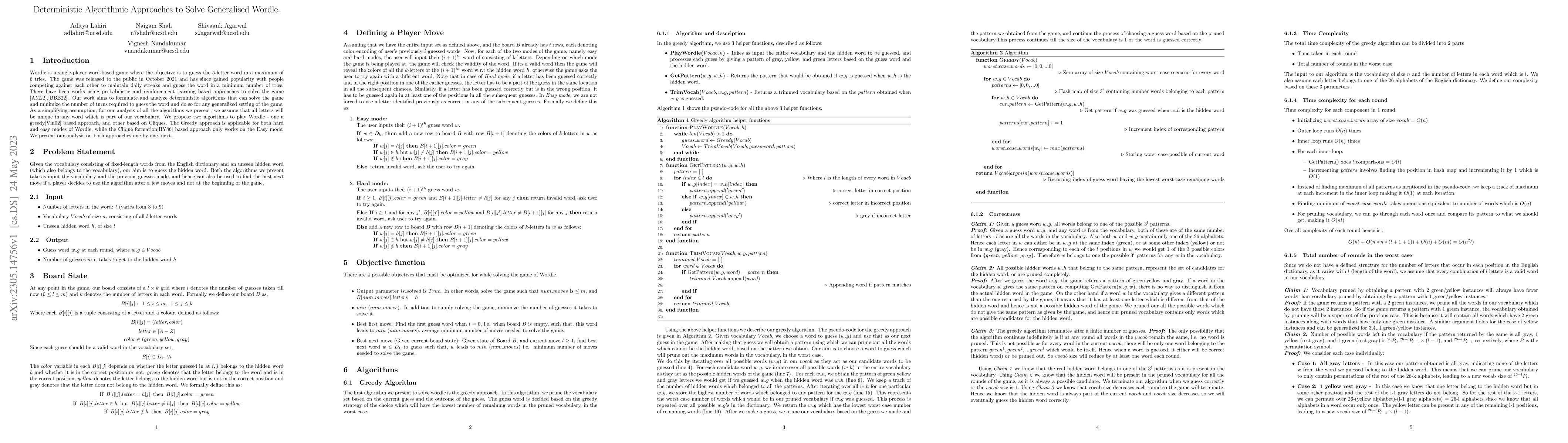 Thumbnail for Deterministic Algorithmic Approaches to Solve Generalised Wordle