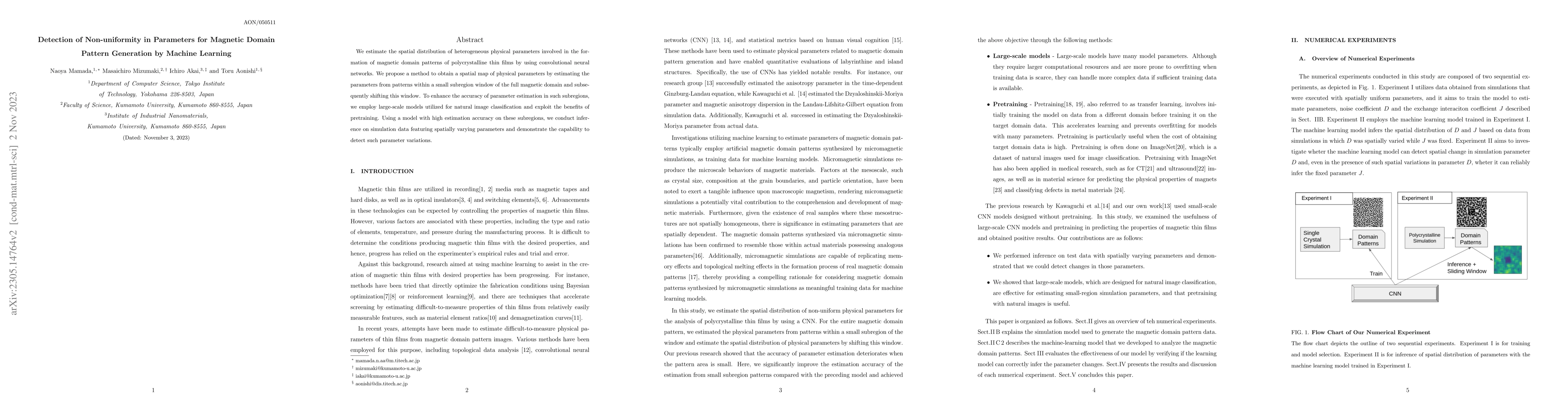 Thumbnail for Detection of Non-uniformity in Parameters for Magnetic Domain Pattern
  Generation by Machine Learning