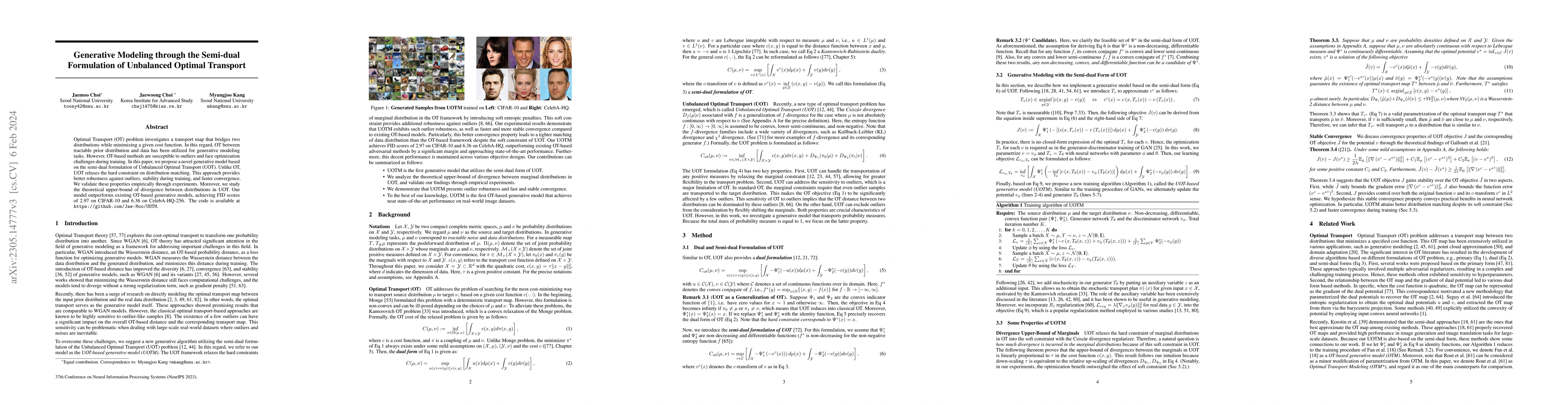 Thumbnail for Generative Modeling through the Semi-dual Formulation of Unbalanced
  Optimal Transport