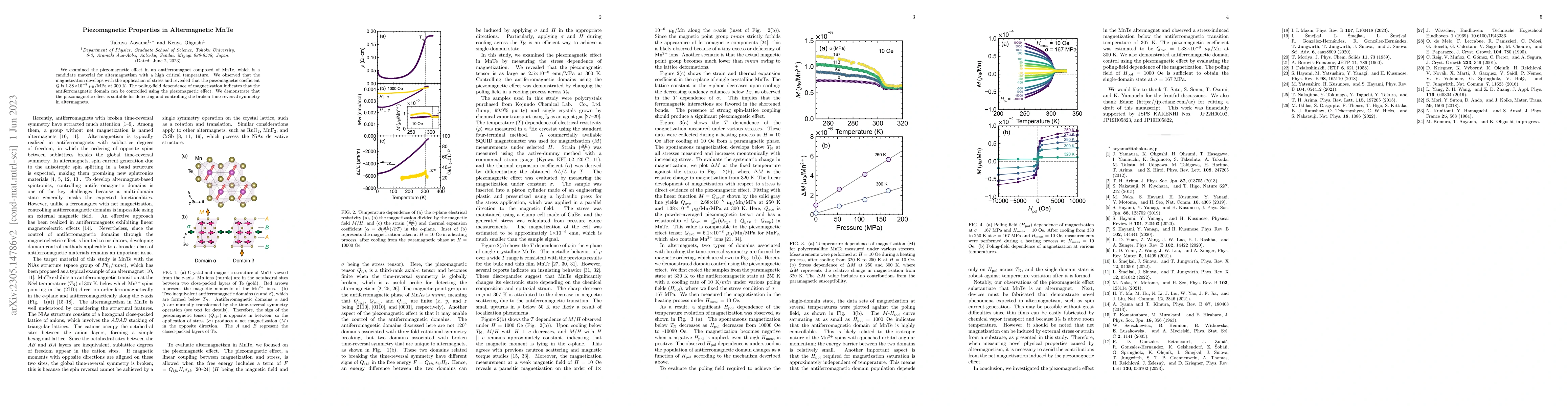 Thumbnail for Piezomagnetic Properties in Altermagnetic MnTe