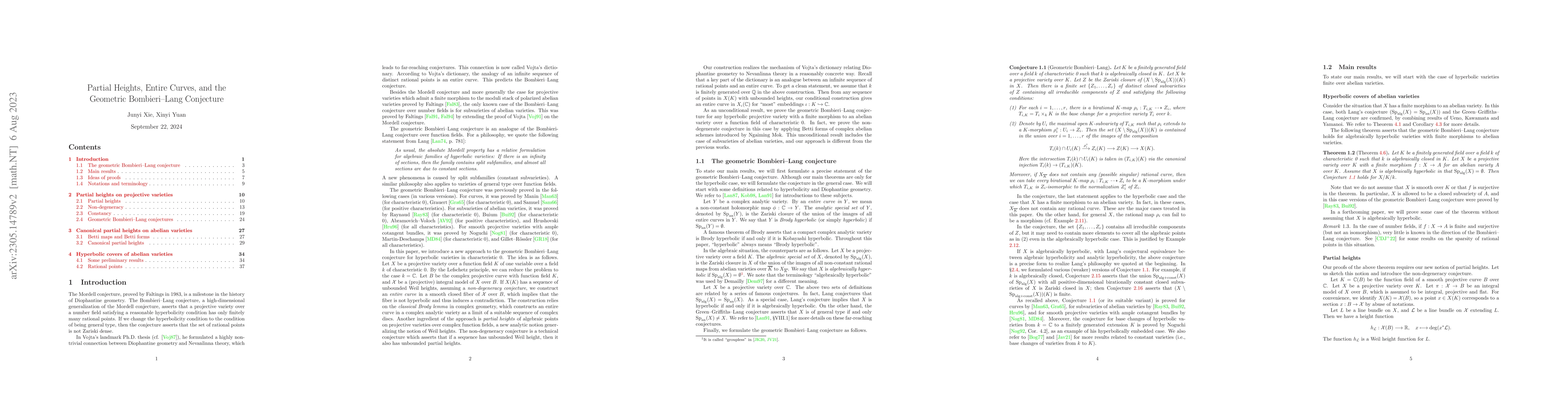 Thumbnail for Partial Heights, Entire Curves, and the Geometric Bombieri-Lang
  Conjecture