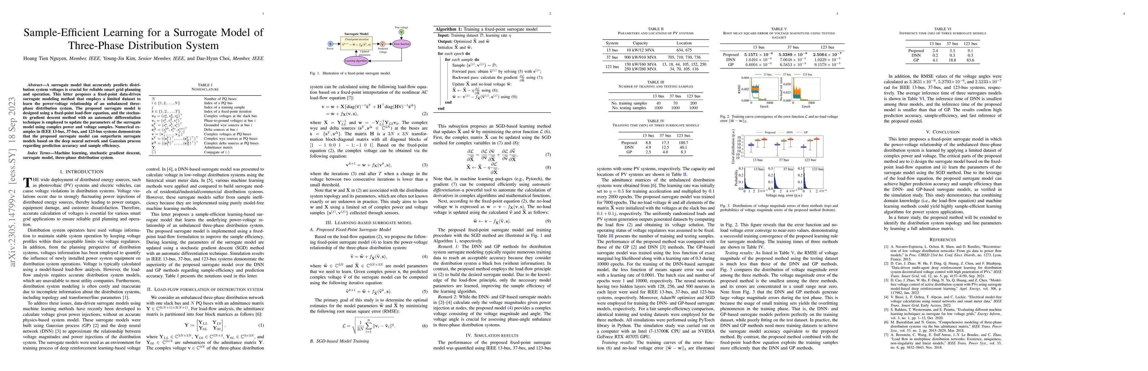 Thumbnail for Sample-Efficient Learning for a Surrogate Model of Three-Phase
  Distribution System