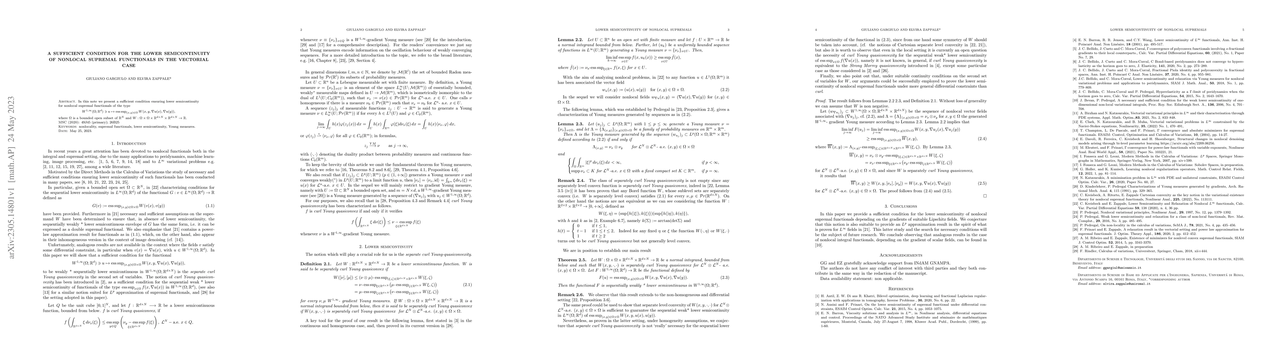 Thumbnail for A sufficient condition for the lower semicontinuity of nonlocal supremal
  functionals in the vectorial case