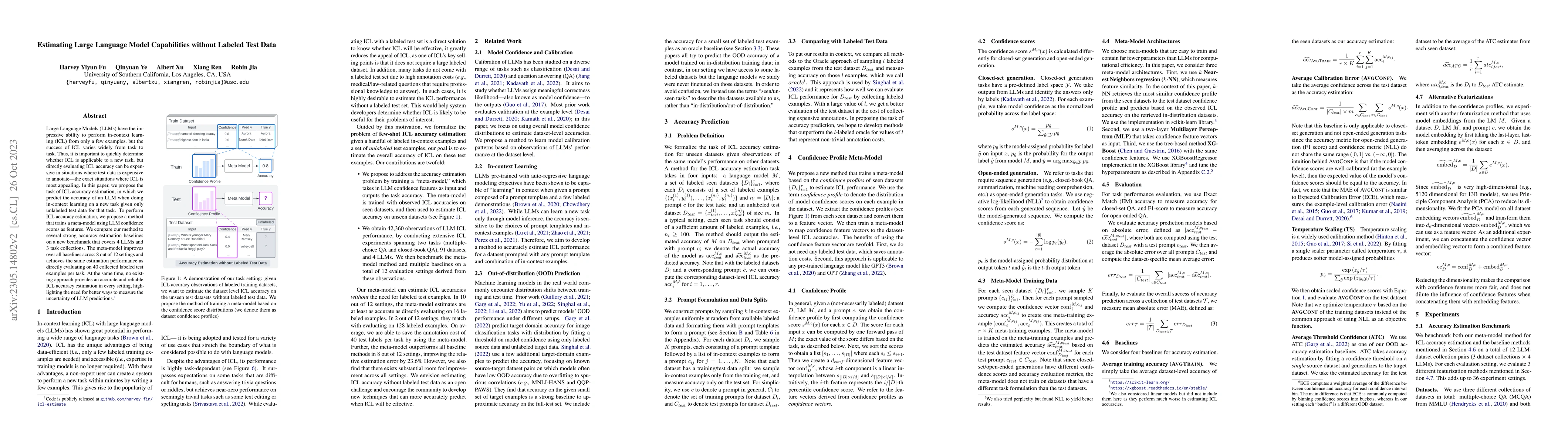 Thumbnail for Estimating Large Language Model Capabilities without Labeled Test Data