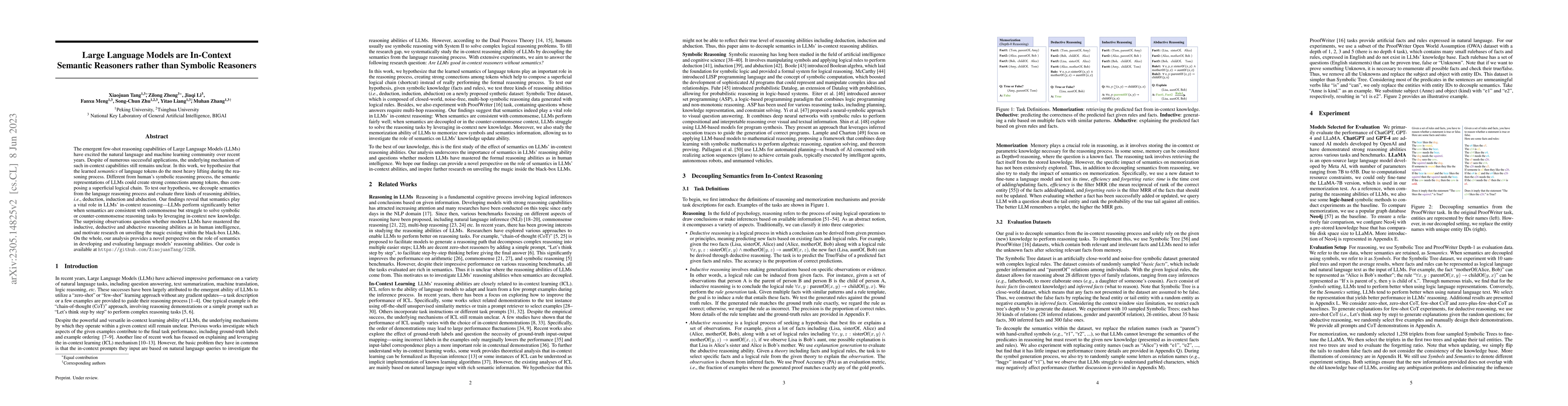 Thumbnail for Large Language Models are In-Context Semantic Reasoners rather than
  Symbolic Reasoners