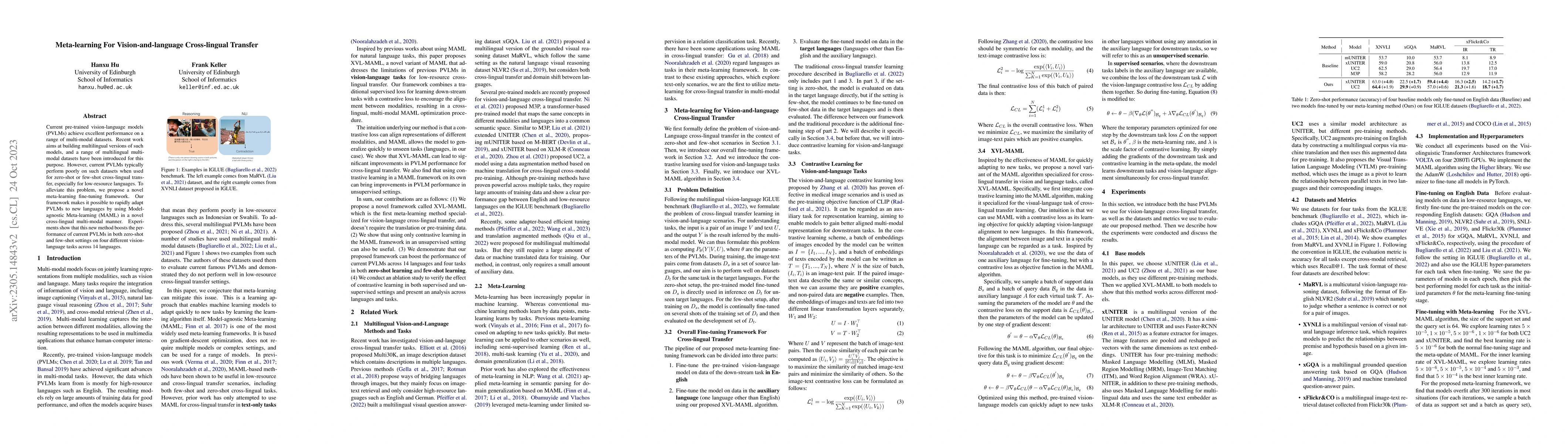 Thumbnail for Meta-learning For Vision-and-language Cross-lingual Transfer