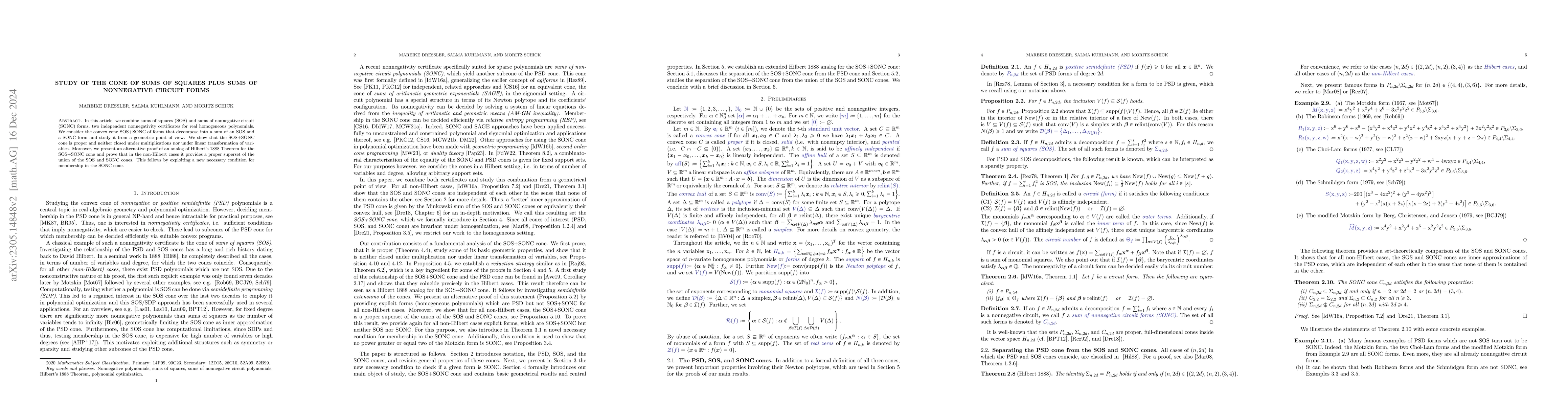 Thumbnail for Geometrical Study of the Cone of Sums of Squares plus Sums of
  Nonnegative Circuits