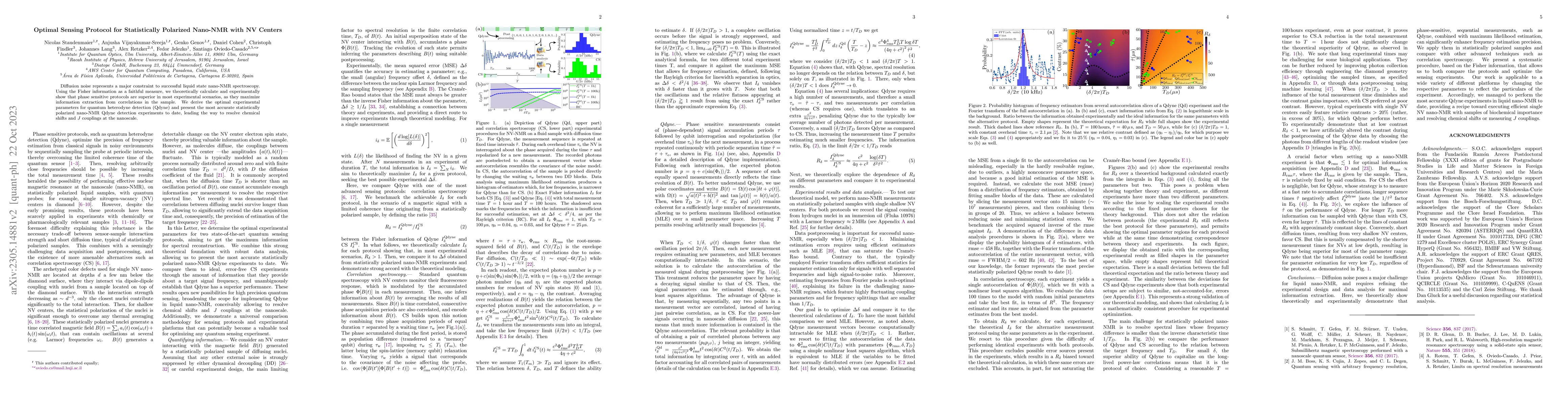 Thumbnail for Optimal Sensing Protocol for Statistically Polarized Nano-NMR with NV
  Centers