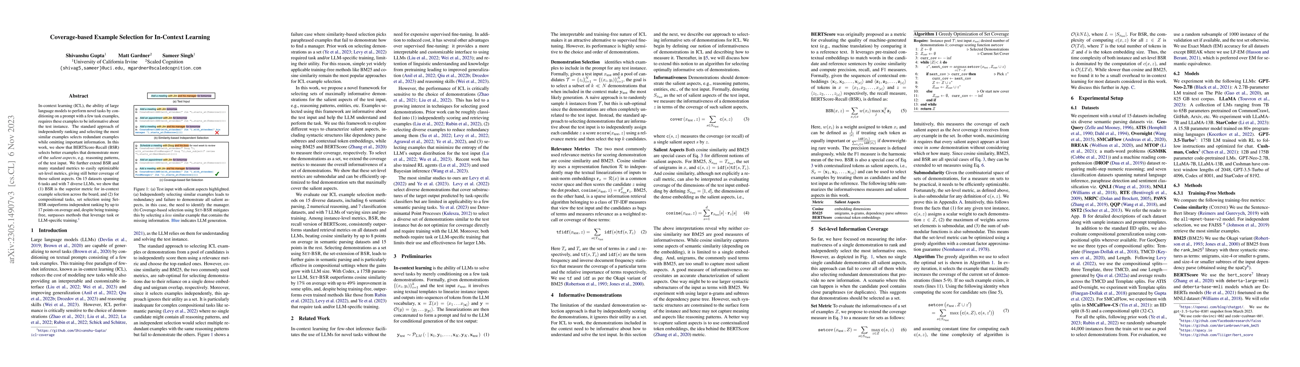 Thumbnail for Coverage-based Example Selection for In-Context Learning