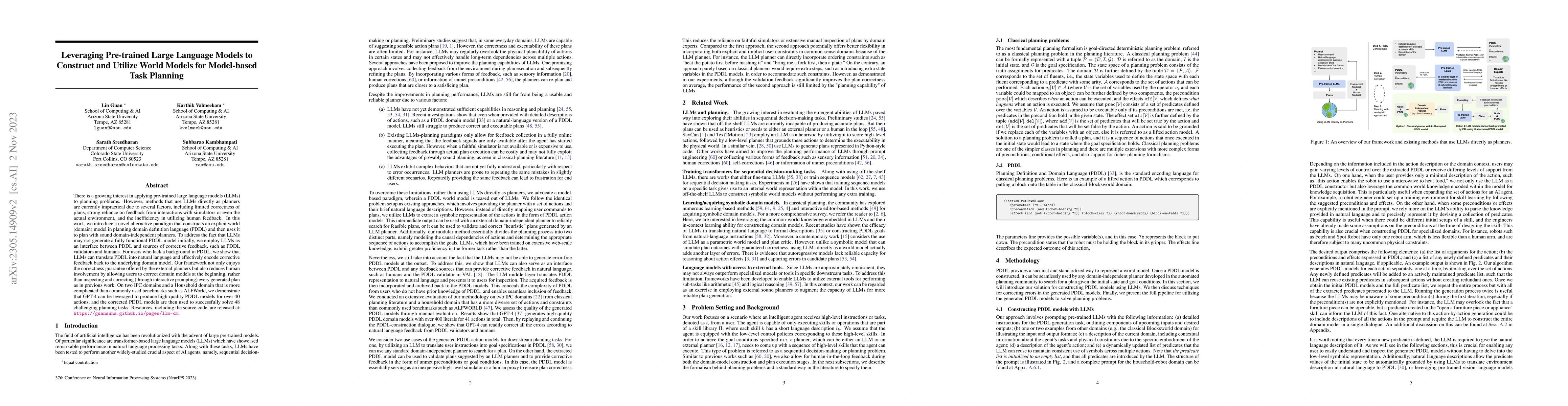 Thumbnail for Leveraging Pre-trained Large Language Models to Construct and Utilize
  World Models for Model-based Task Planning