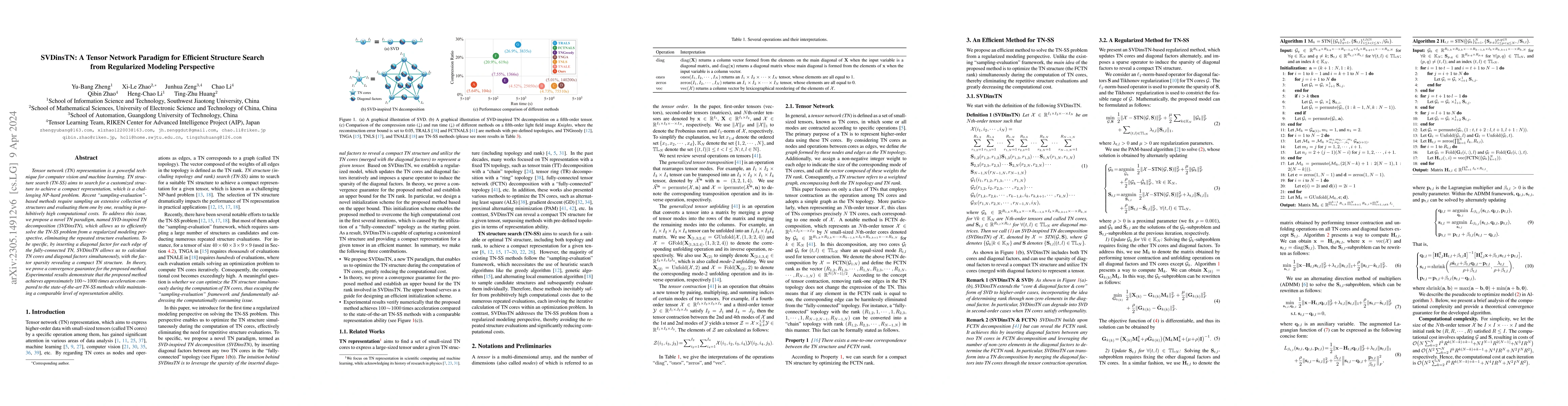 Thumbnail for SVDinsTN: A Tensor Network Paradigm for Efficient Structure Search from
  Regularized Modeling Perspective
