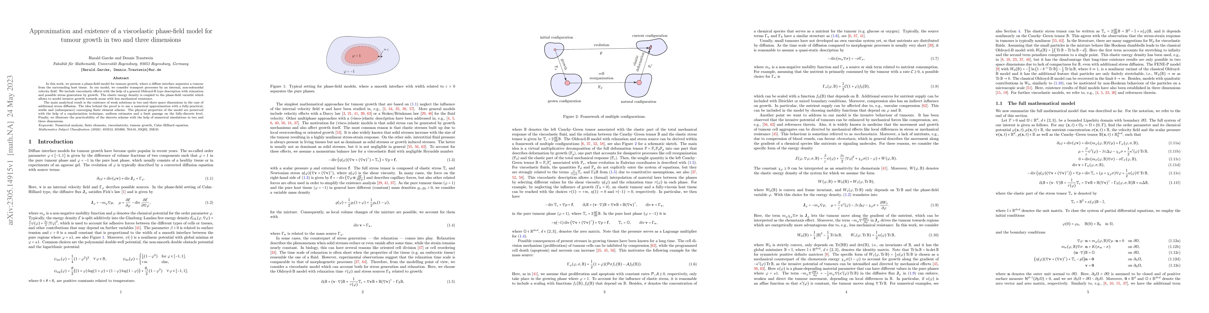 Thumbnail for Approximation and existence of a viscoelastic phase-field model for
  tumour growth in two and three dimensions