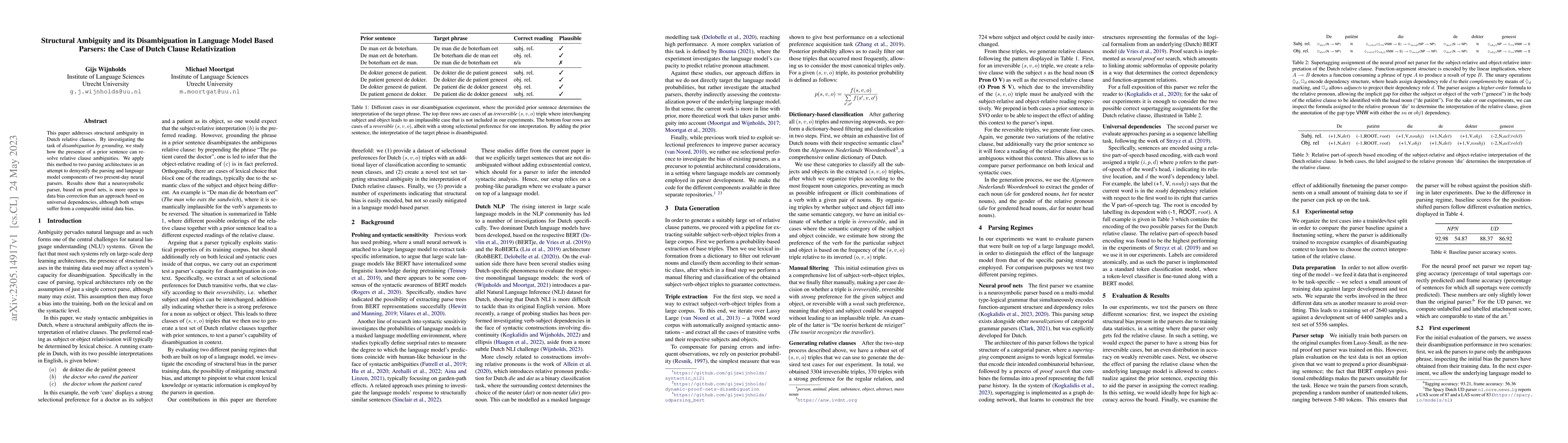 Thumbnail for Structural Ambiguity and its Disambiguation in Language Model Based
  Parsers: the Case of Dutch Clause Relativization