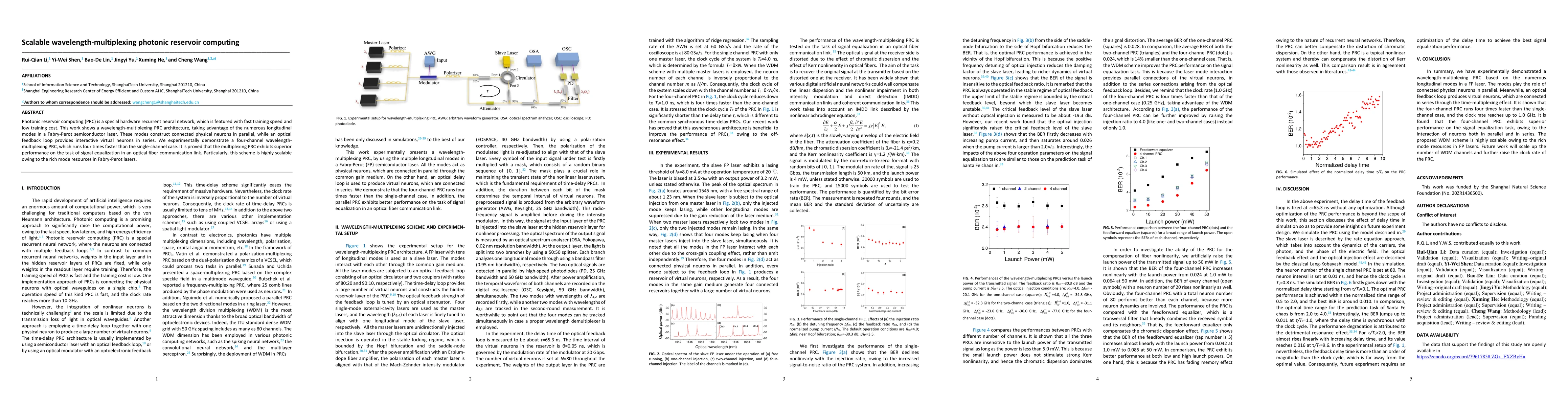 Thumbnail for Scalable wavelength-multiplexing photonic reservoir computing