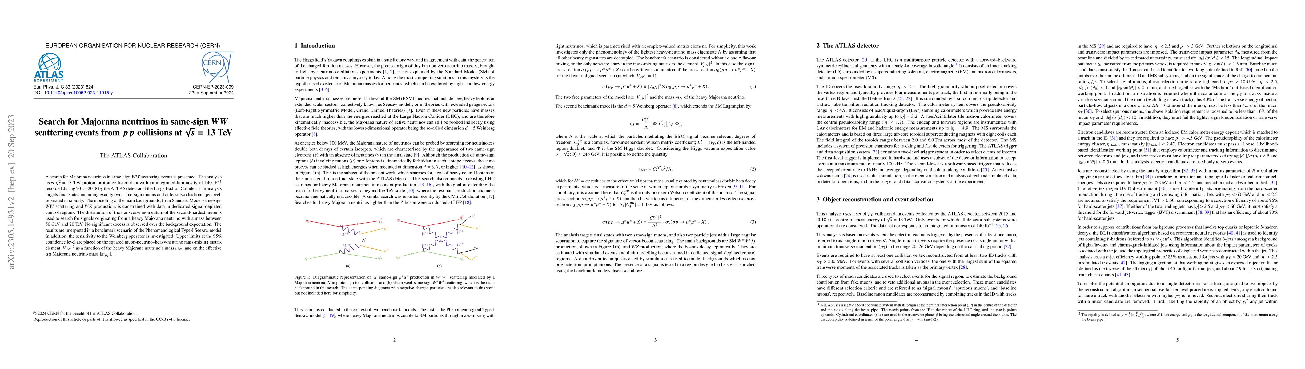 Thumbnail for Search for Majorana neutrinos in same-sign $WW$ scattering events from
  $pp$ collisions at $\sqrt{s}=13$ TeV