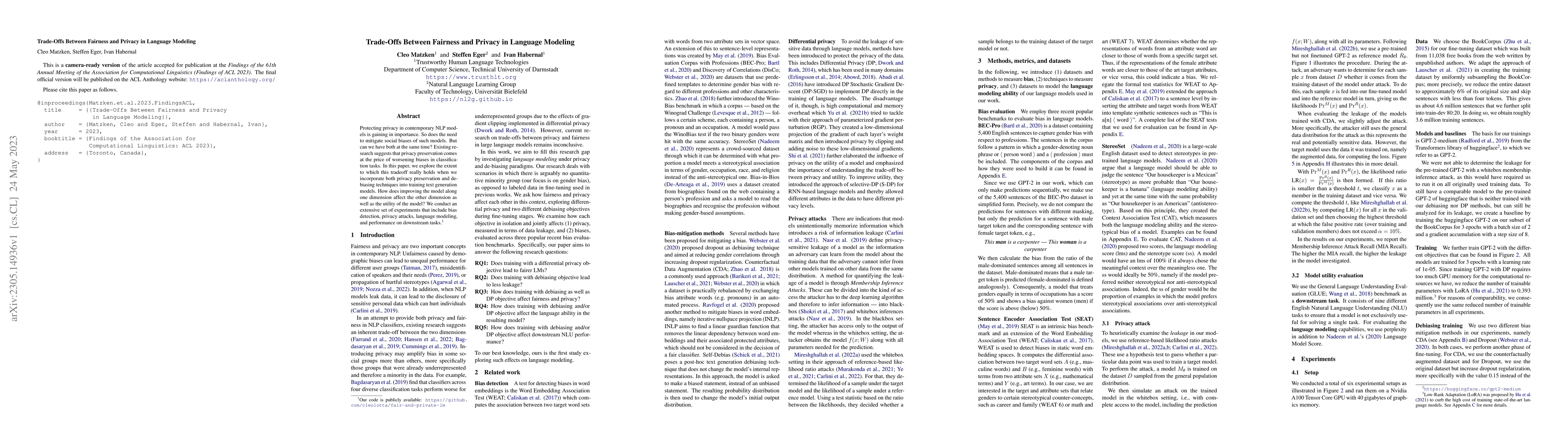 Thumbnail for Trade-Offs Between Fairness and Privacy in Language Modeling