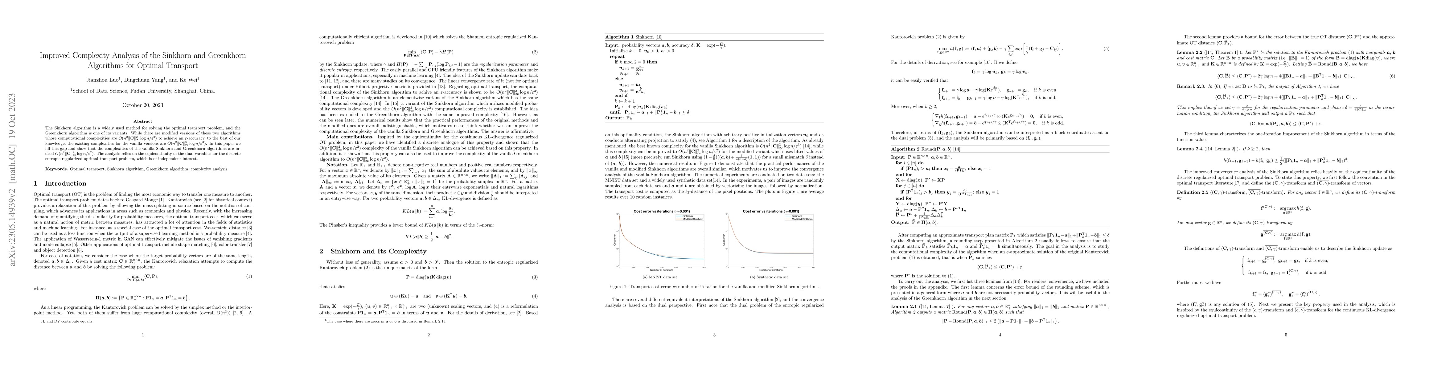 Thumbnail for Improved Complexity Analysis of the Sinkhorn and Greenkhorn Algorithms
  for Optimal Transport