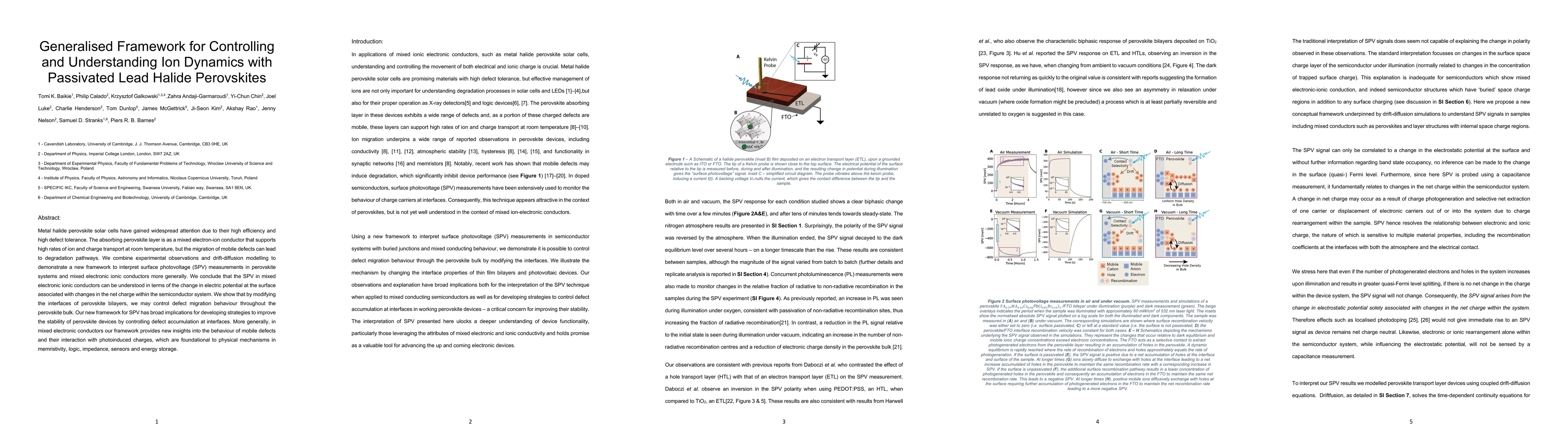 Thumbnail for Generalised Framework for Controlling and Understanding Ion Dynamics
  with Passivated Lead Halide Perovskites