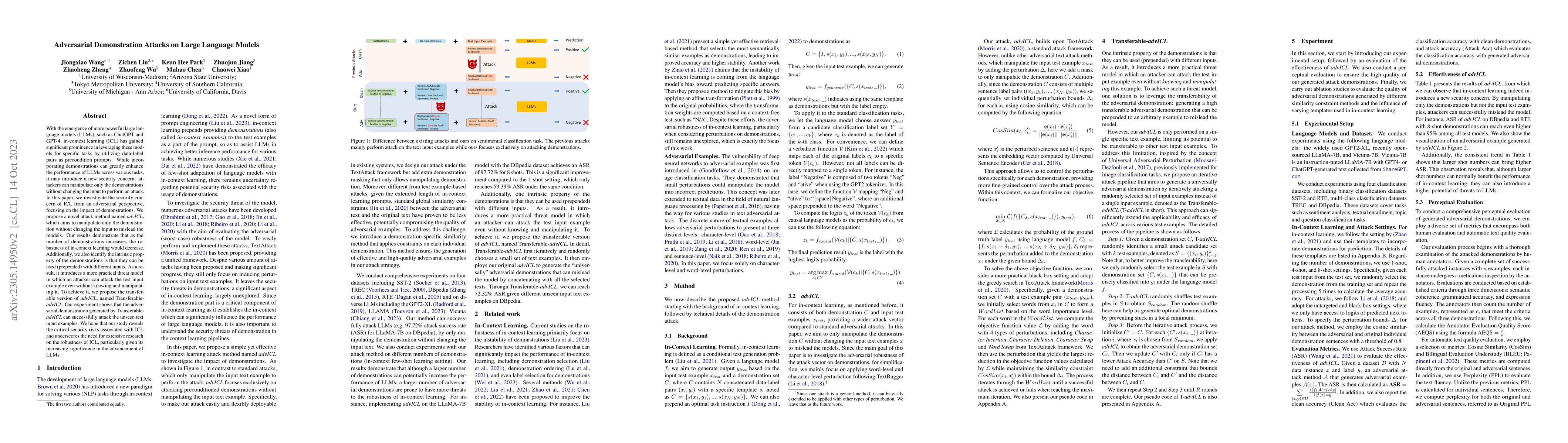 Thumbnail for Adversarial Demonstration Attacks on Large Language Models
