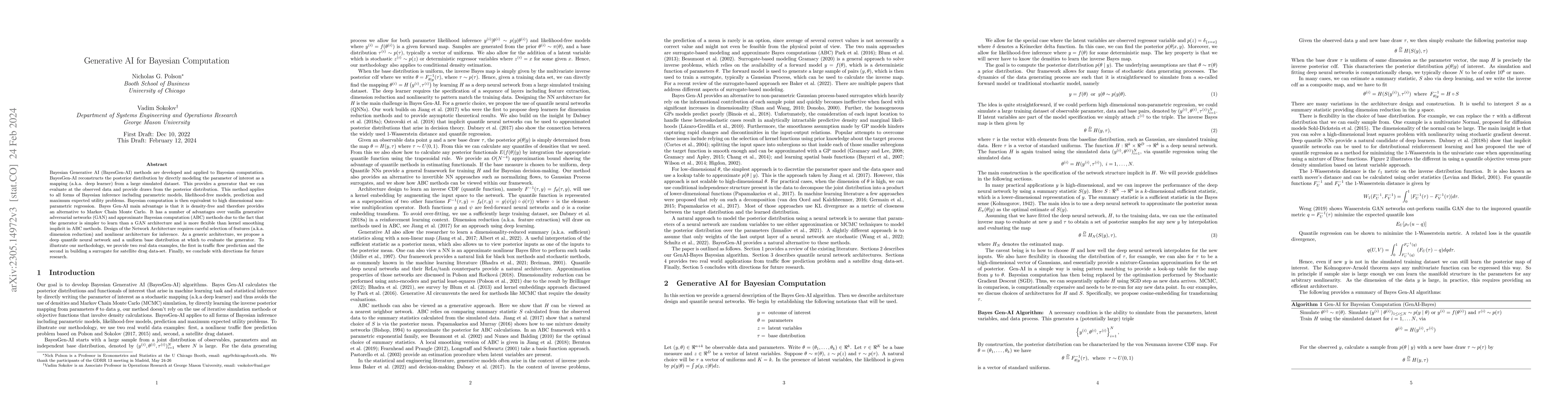 Thumbnail for Generative AI for Bayesian Computation