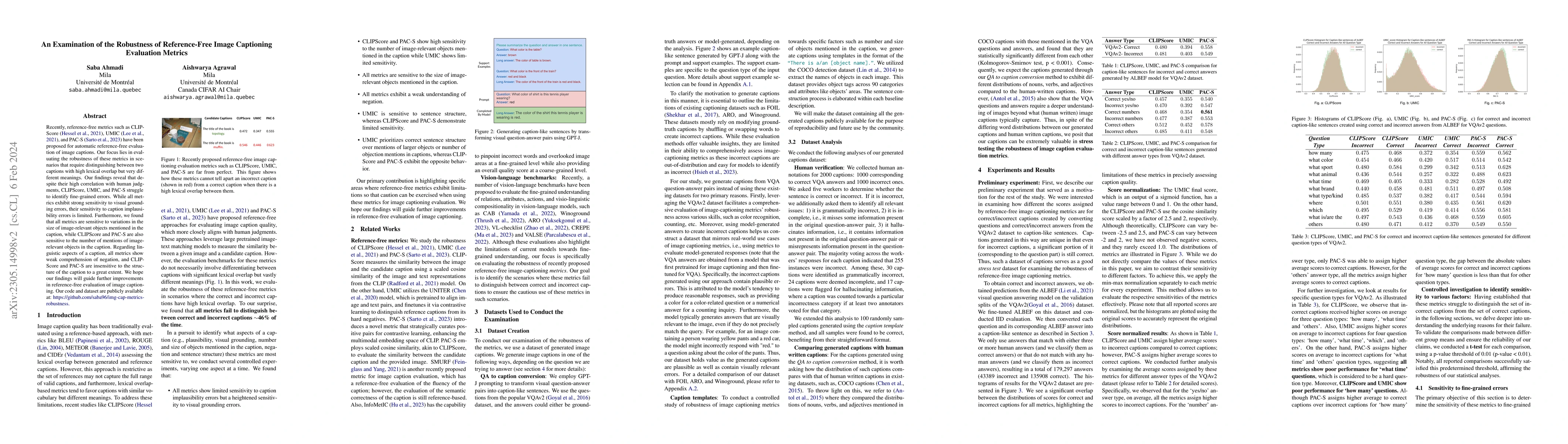 Thumbnail for An Examination of the Robustness of Reference-Free Image Captioning
  Evaluation Metrics