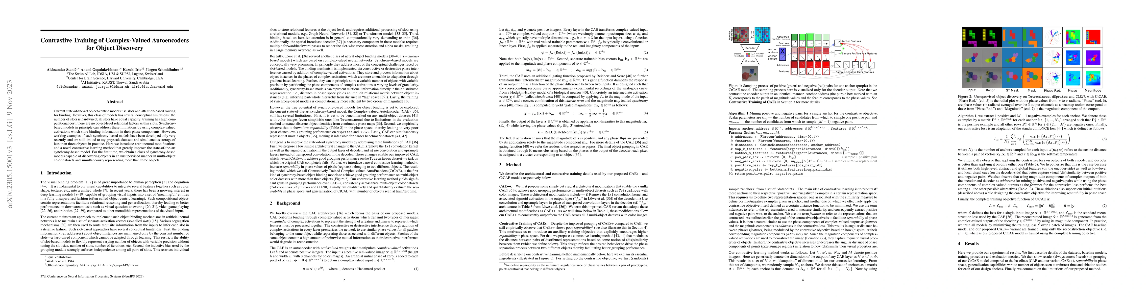 Thumbnail for Contrastive Training of Complex-Valued Autoencoders for Object Discovery