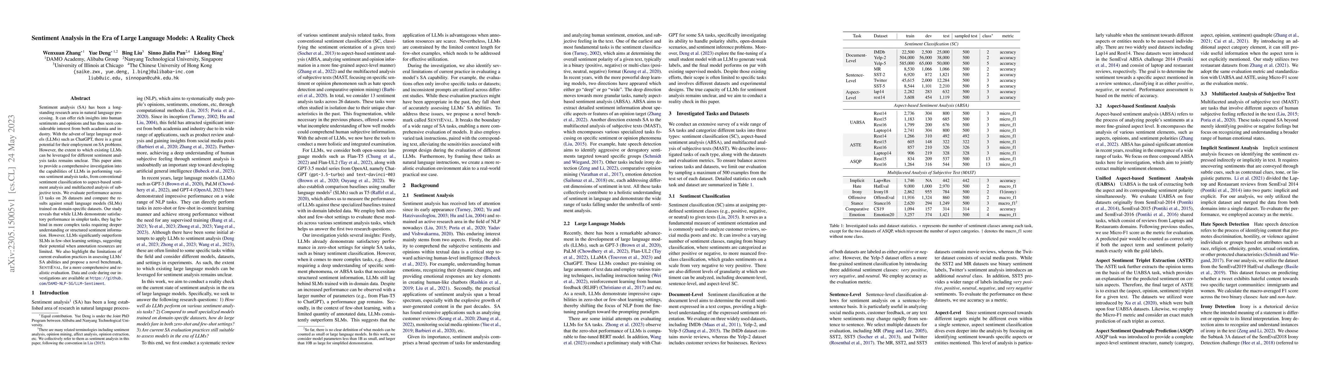 Thumbnail for Sentiment Analysis in the Era of Large Language Models: A Reality Check