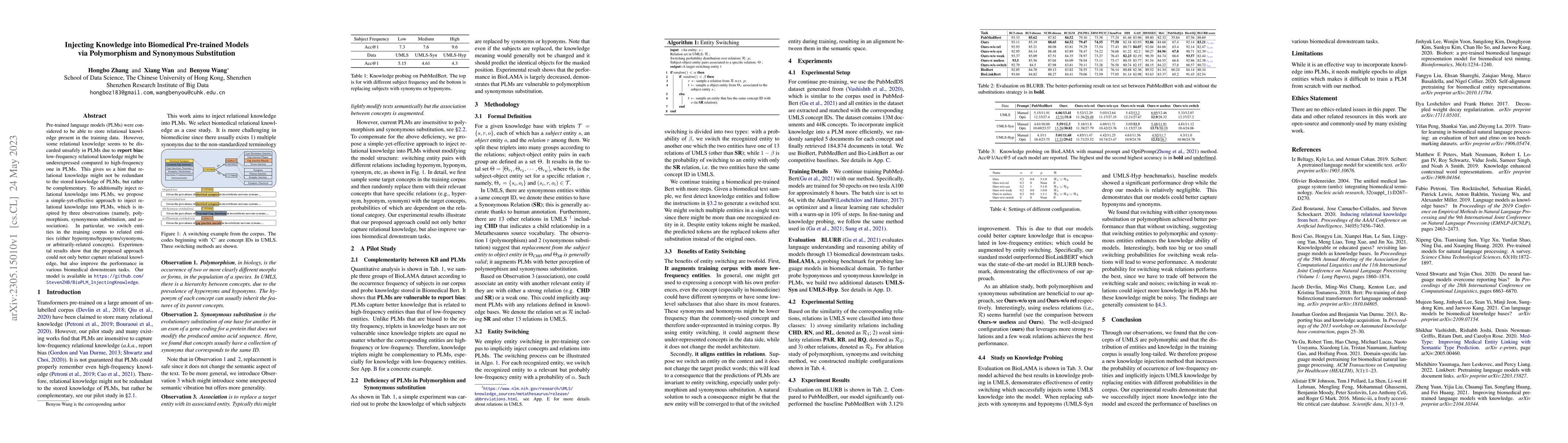 Thumbnail for Injecting Knowledge into Biomedical Pre-trained Models via Polymorphism
  and Synonymous Substitution