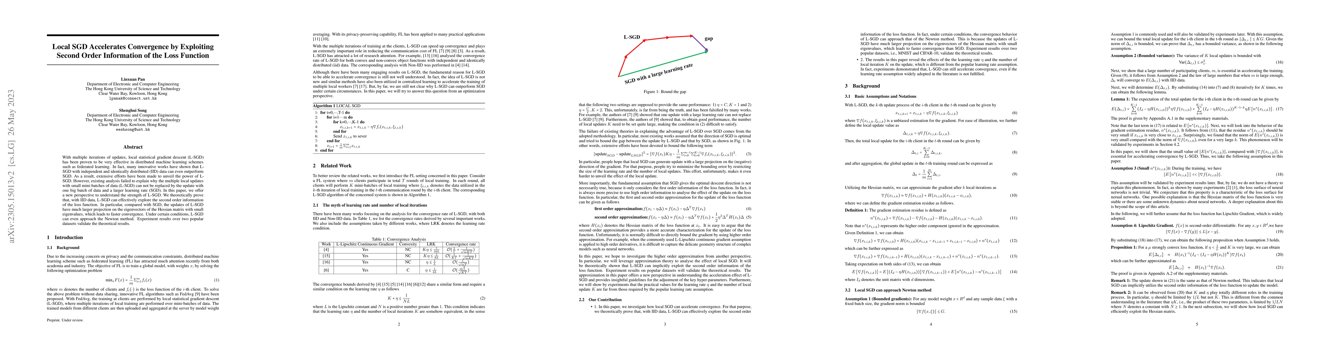 Thumbnail for Local SGD Accelerates Convergence by Exploiting Second Order Information
  of the Loss Function