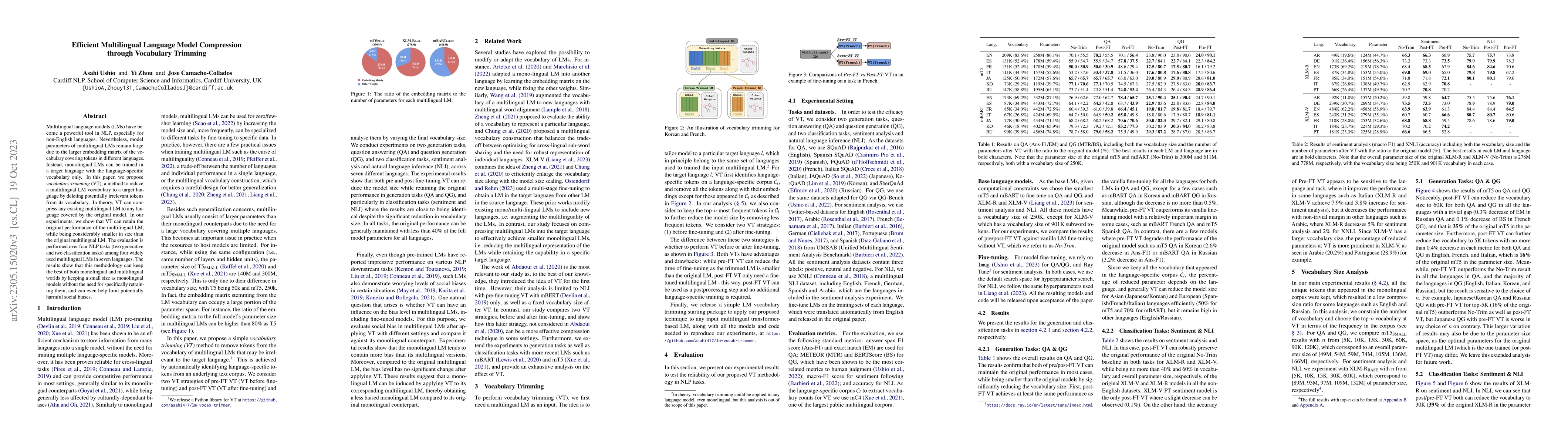 Thumbnail for An Efficient Multilingual Language Model Compression through Vocabulary
  Trimming
