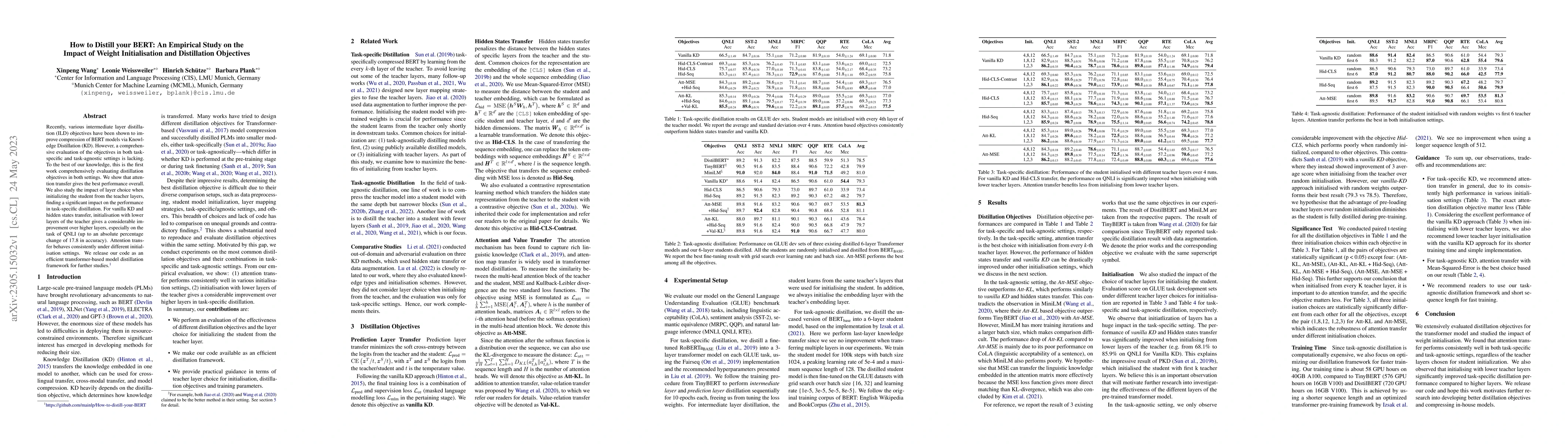 Thumbnail for How to Distill your BERT: An Empirical Study on the Impact of Weight
  Initialisation and Distillation Objectives