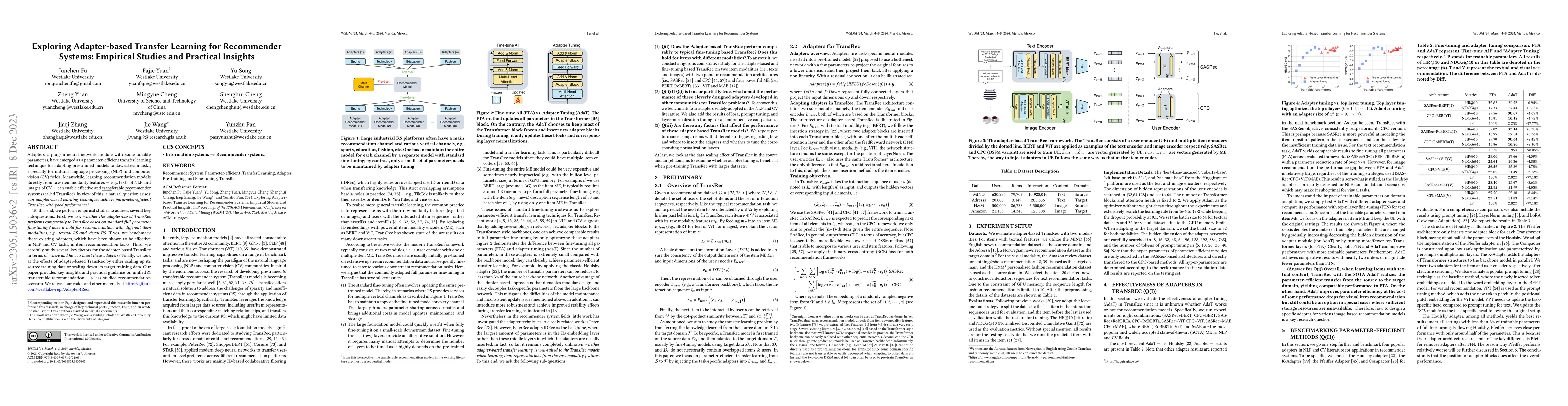 Thumbnail for Exploring Adapter-based Transfer Learning for Recommender Systems:
  Empirical Studies and Practical Insights