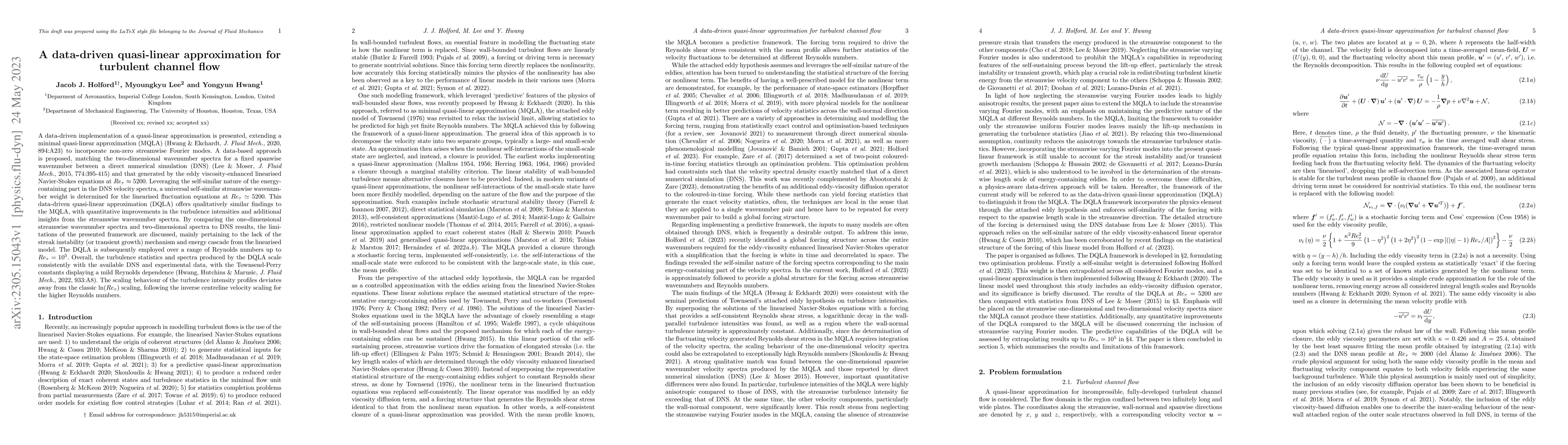 Thumbnail for A data-driven quasi-linear approximation for turbulent channel flow