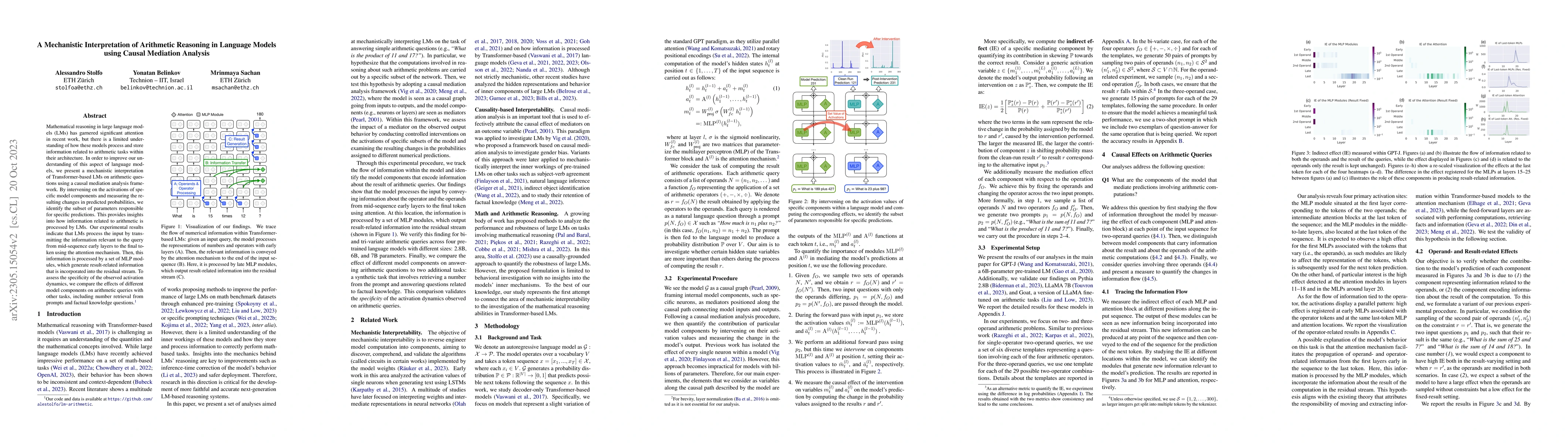 Thumbnail for A Mechanistic Interpretation of Arithmetic Reasoning in Language Models
  using Causal Mediation Analysis