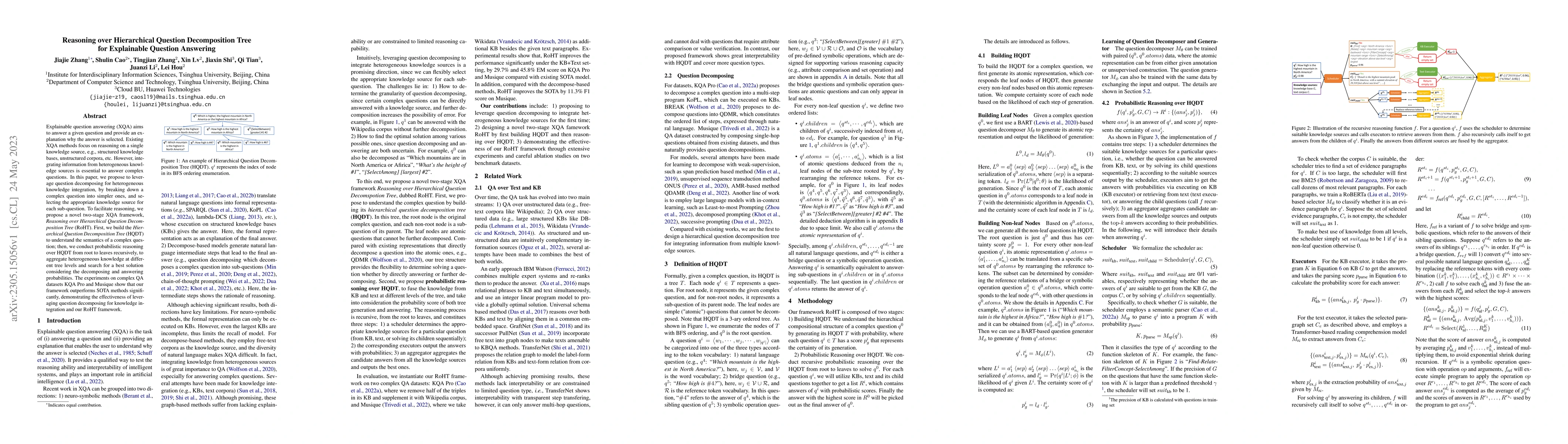 Thumbnail for Reasoning over Hierarchical Question Decomposition Tree for Explainable
  Question Answering