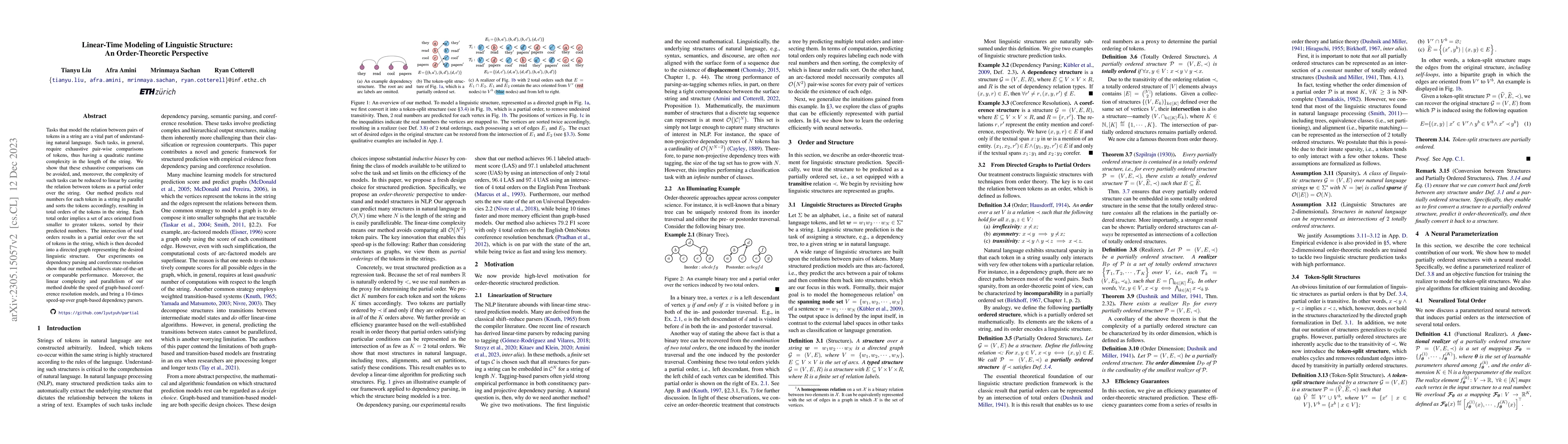 Thumbnail for Linear-Time Modeling of Linguistic Structure: An Order-Theoretic
  Perspective