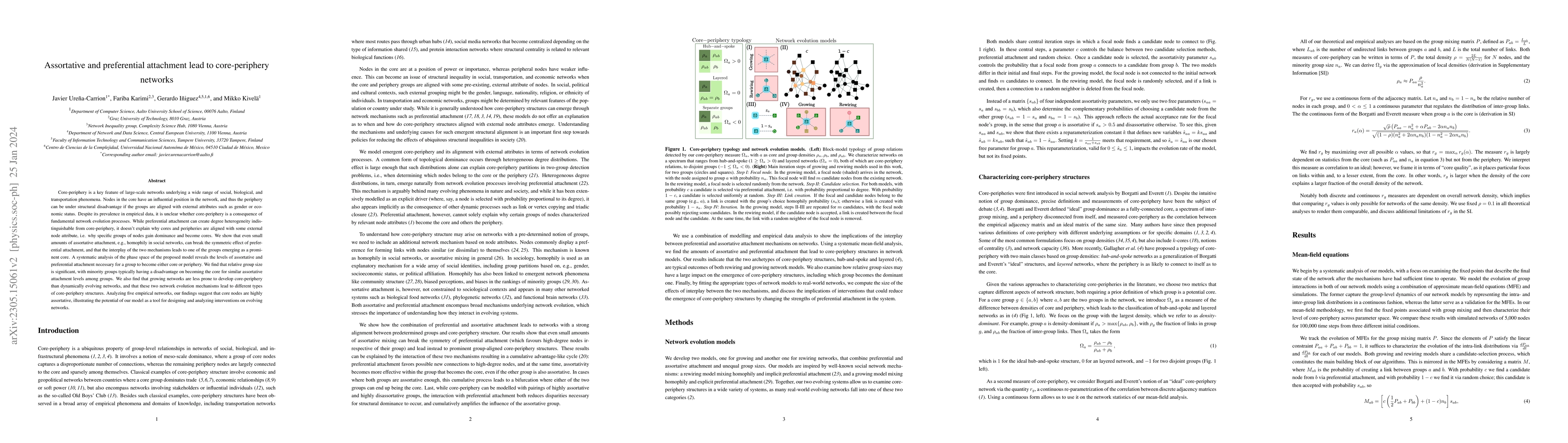 Thumbnail for Assortative and preferential attachment lead to core-periphery networks