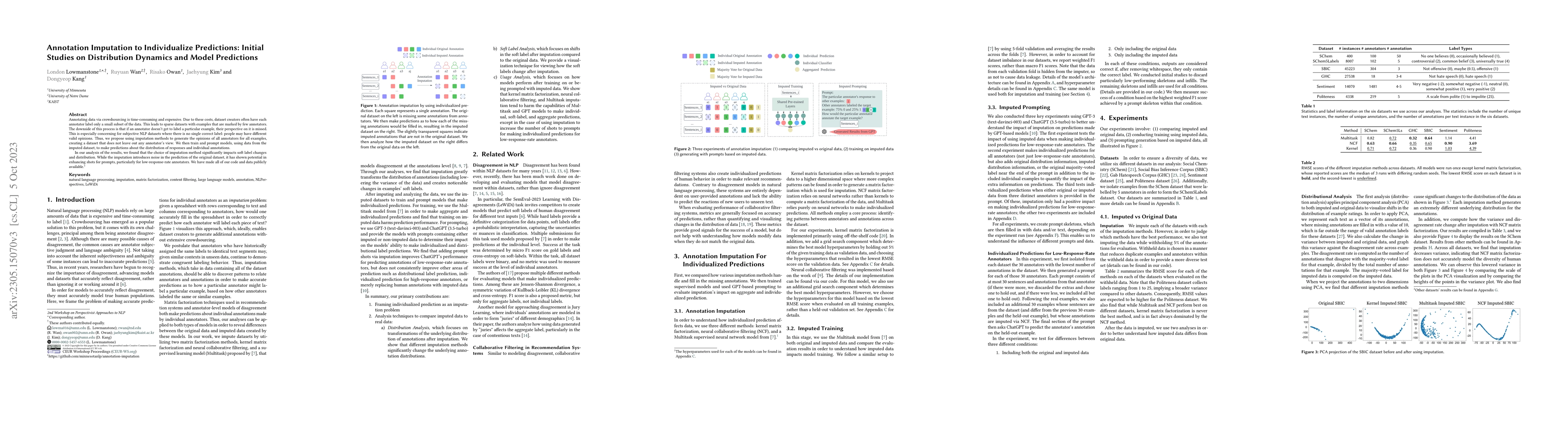 Thumbnail for Annotation Imputation to Individualize Predictions: Initial Studies on
  Distribution Dynamics and Model Predictions