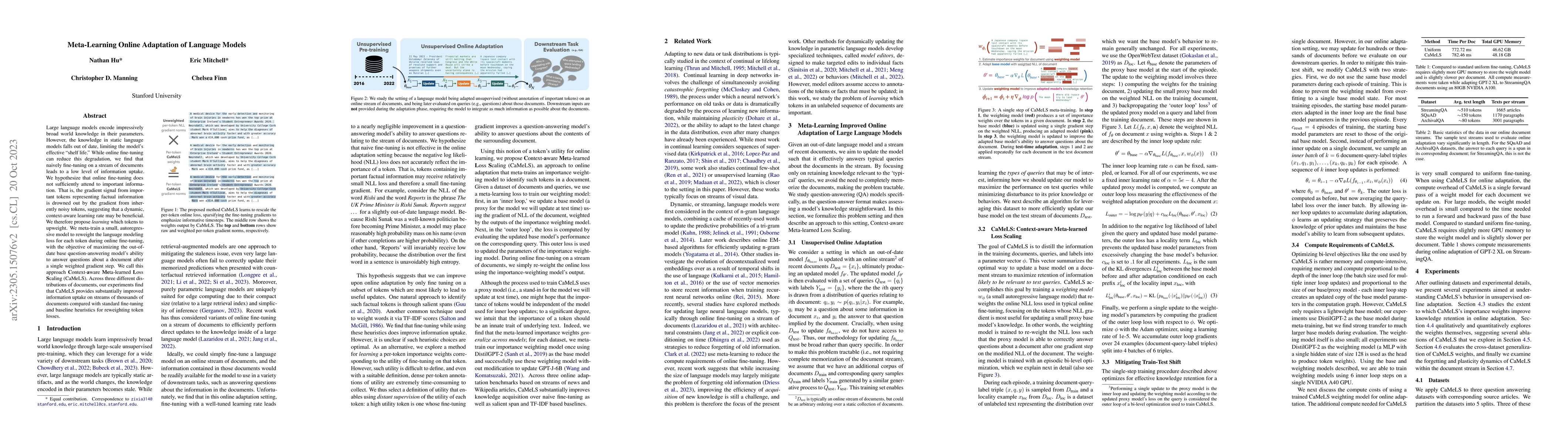 Thumbnail for Meta-Learning Online Adaptation of Language Models