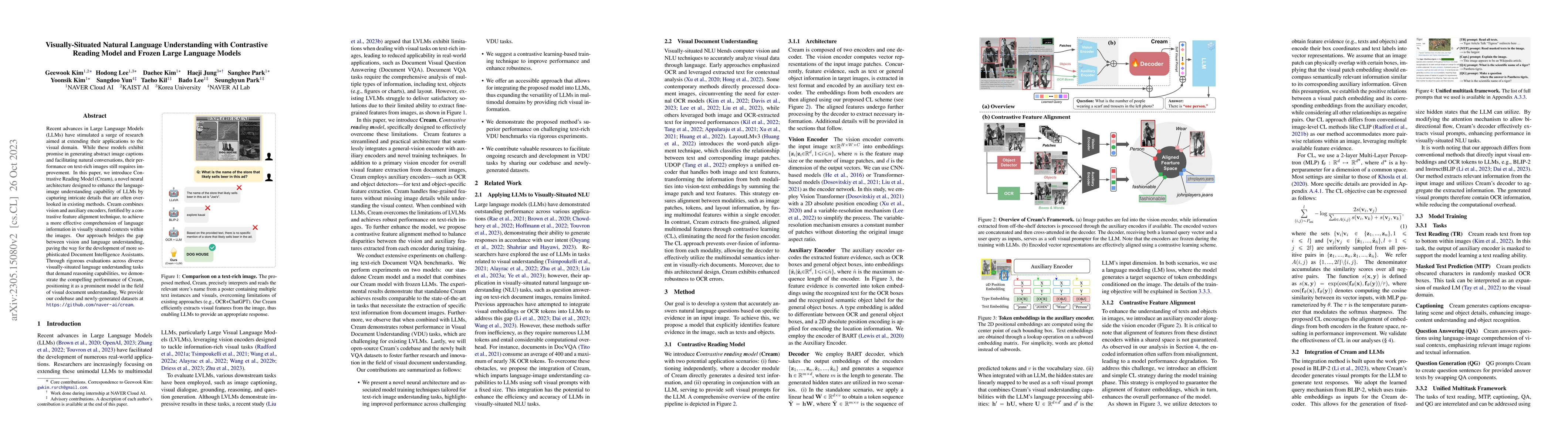 Thumbnail for Visually-Situated Natural Language Understanding with Contrastive
  Reading Model and Frozen Large Language Models