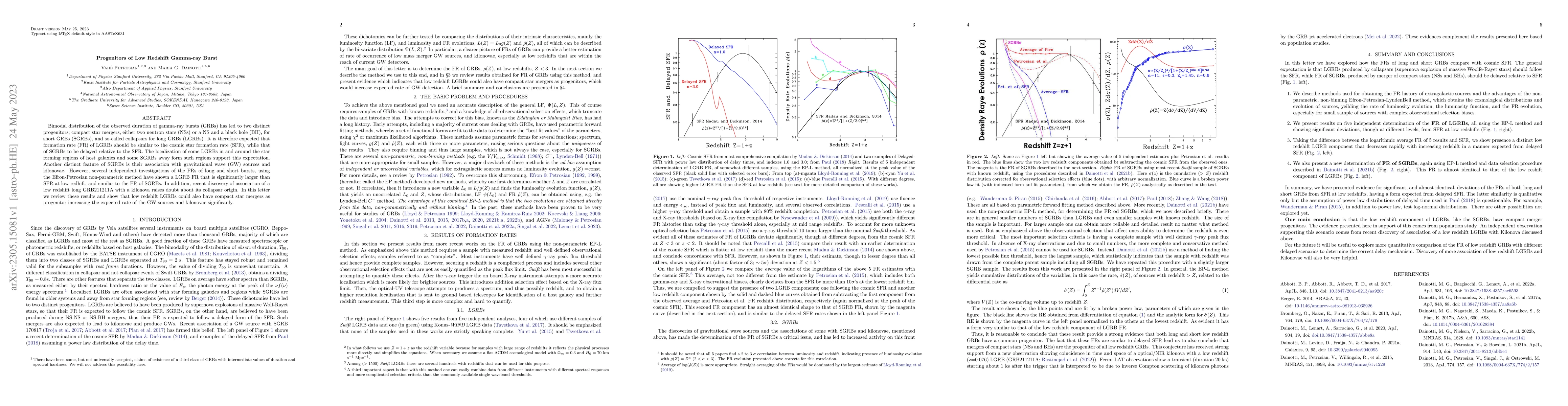 Thumbnail for Progenitors of Low Redshift Gamma-ray Bursts