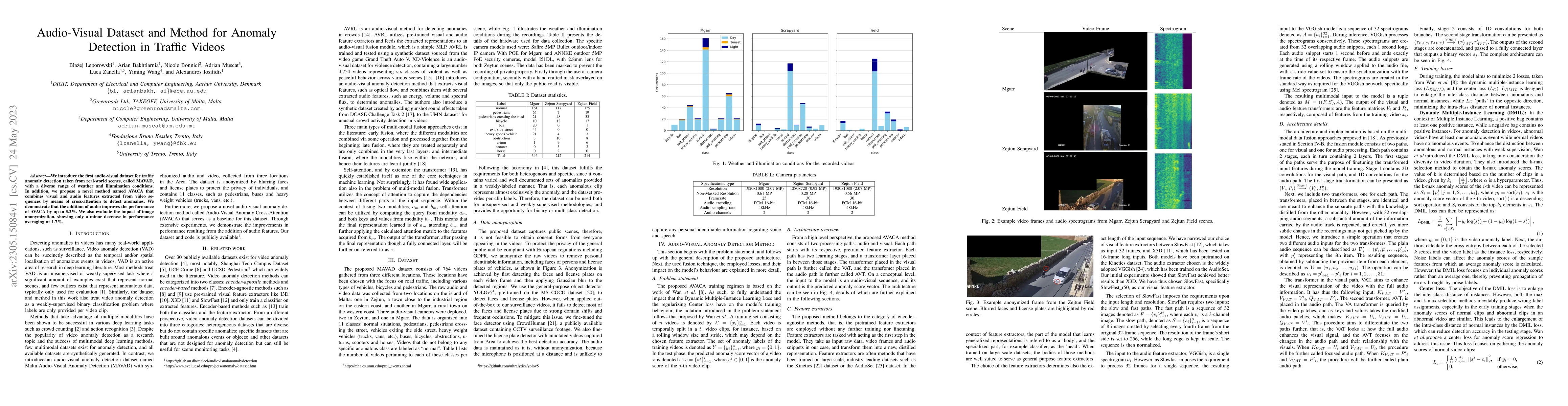 Thumbnail for Audio-Visual Dataset and Method for Anomaly Detection in Traffic Videos