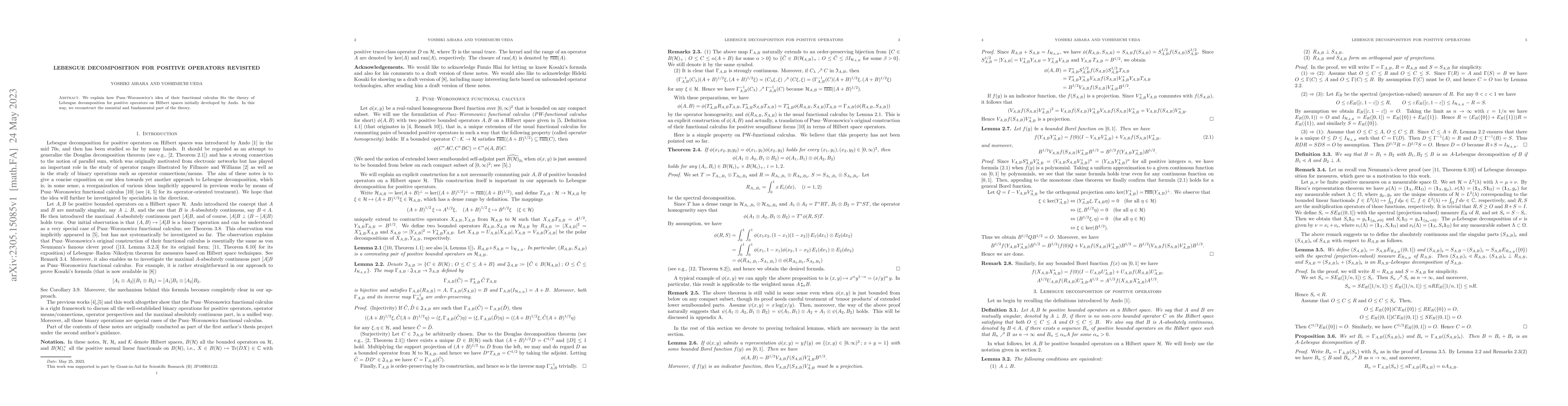 Thumbnail for Lebesgue decomposition for positive operators revisited