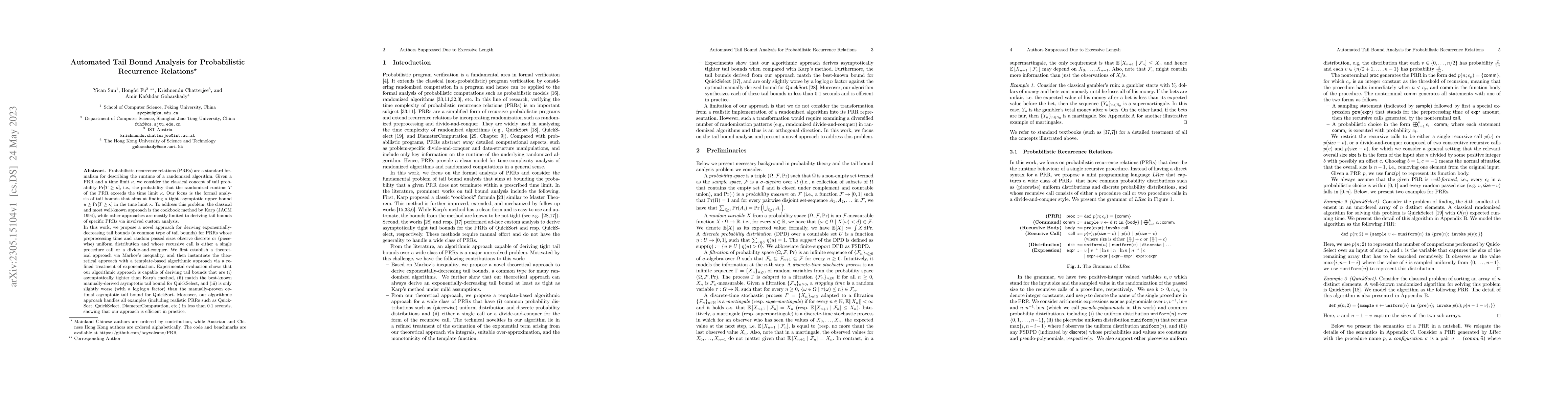 Thumbnail for Automated Tail Bound Analysis for Probabilistic Recurrence Relations
