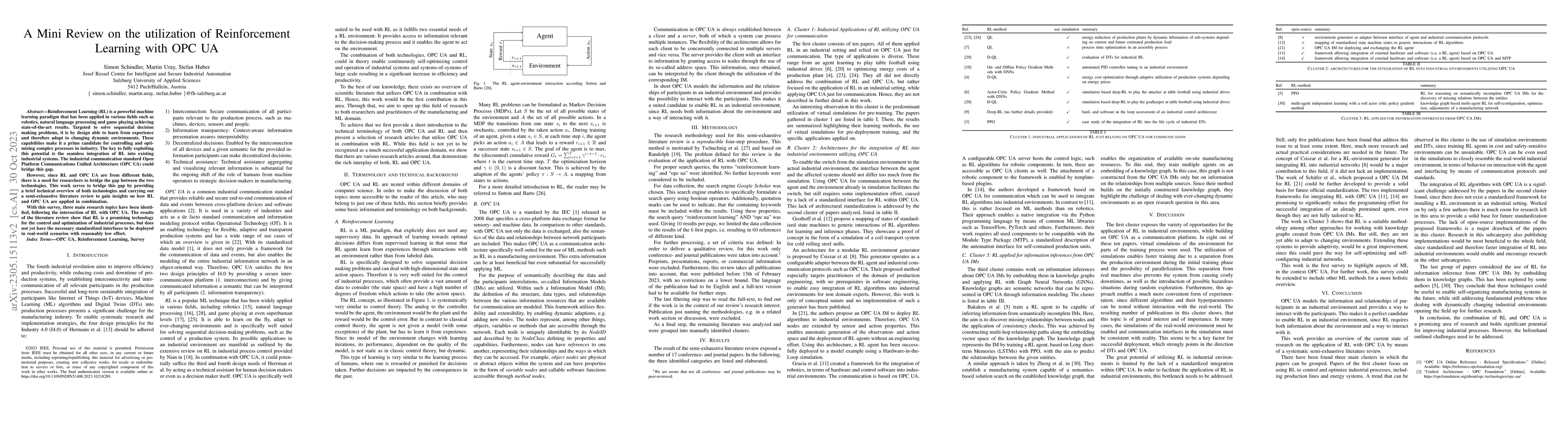 Thumbnail for A Mini Review on the utilization of Reinforcement Learning with OPC UA